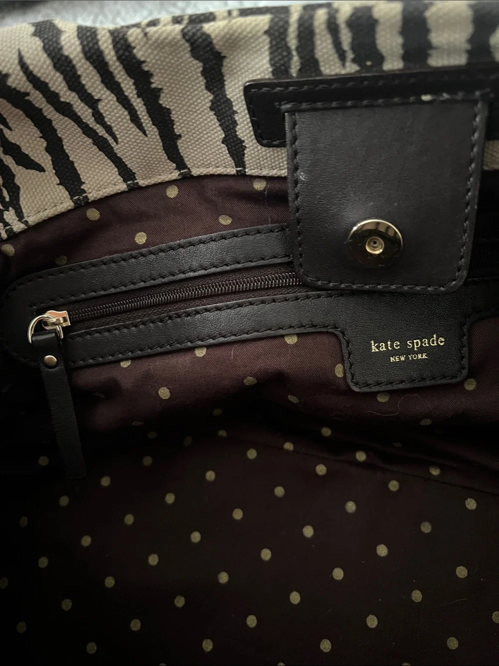 kate spade Zebra-Print Shoulder Bag in Black and Cream